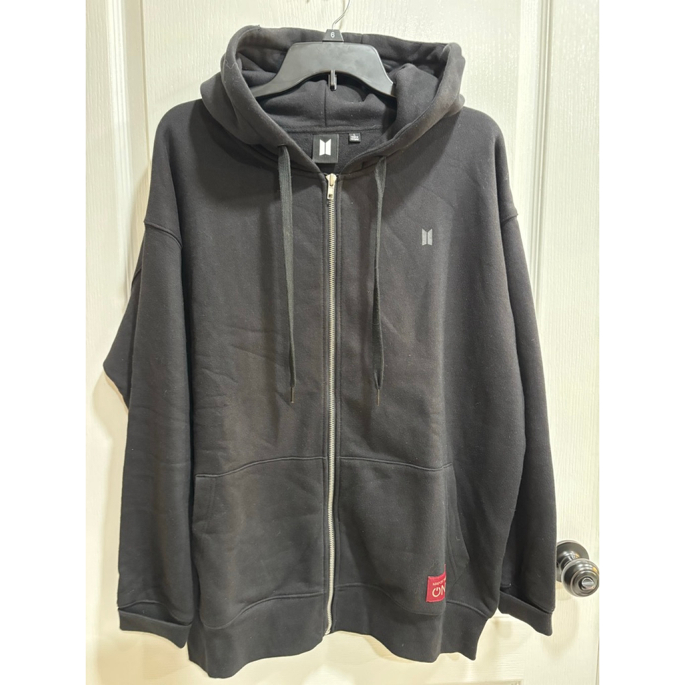 Official BTS MAP OF THE SOUL ON:E Full Zip Concert Hoodie, Black, Size Large Men